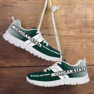 Michigan State Go Green and White Basketball Fan Running Shoes