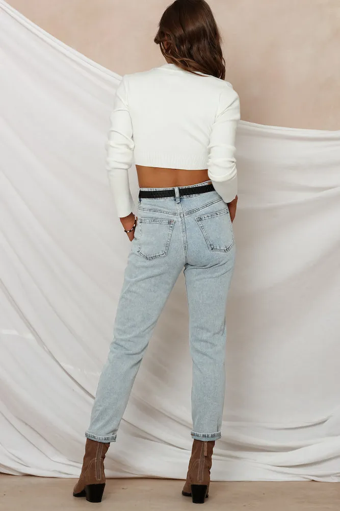 Midnight Blues Crop Knit White