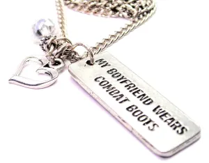 My Boyfriend Wears Combat Boots Necklace with Small Heart