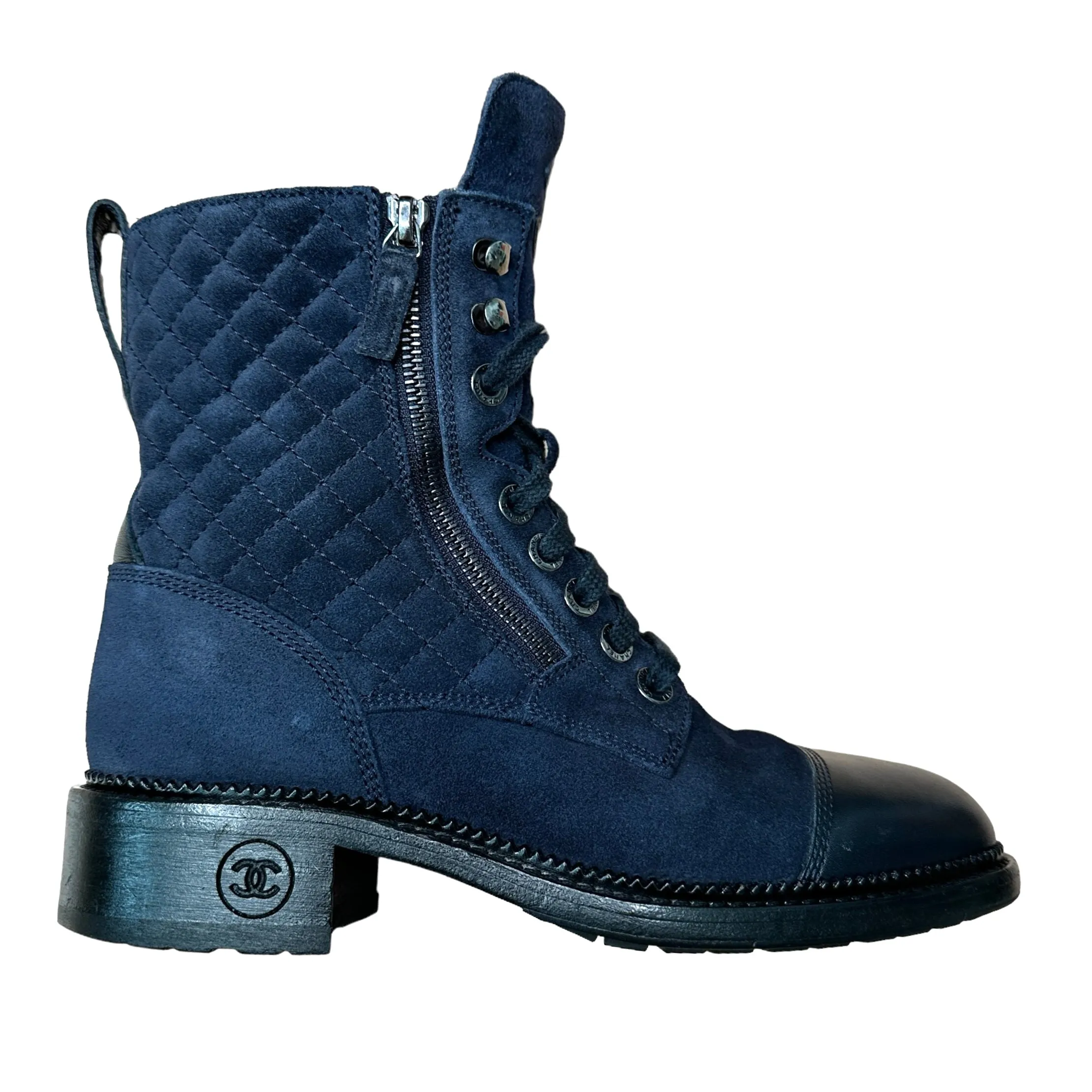 Navy Combat Boots - 8