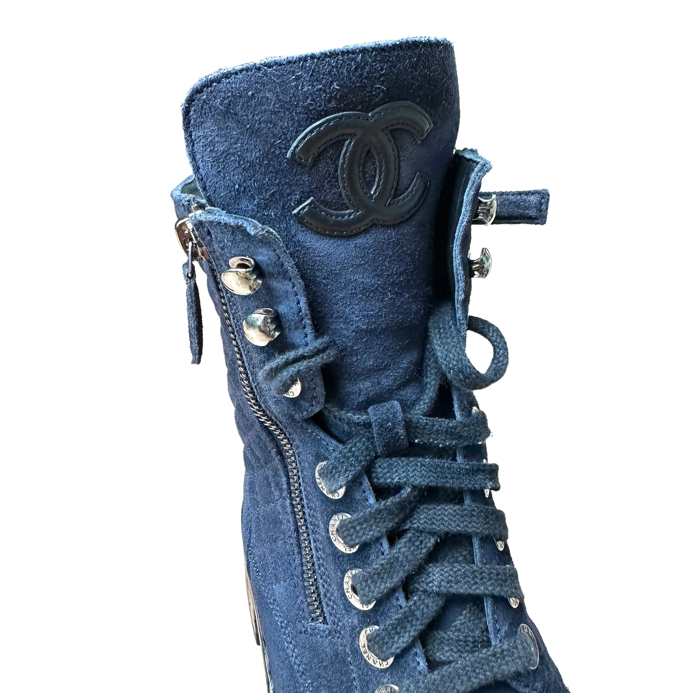 Navy Combat Boots - 8