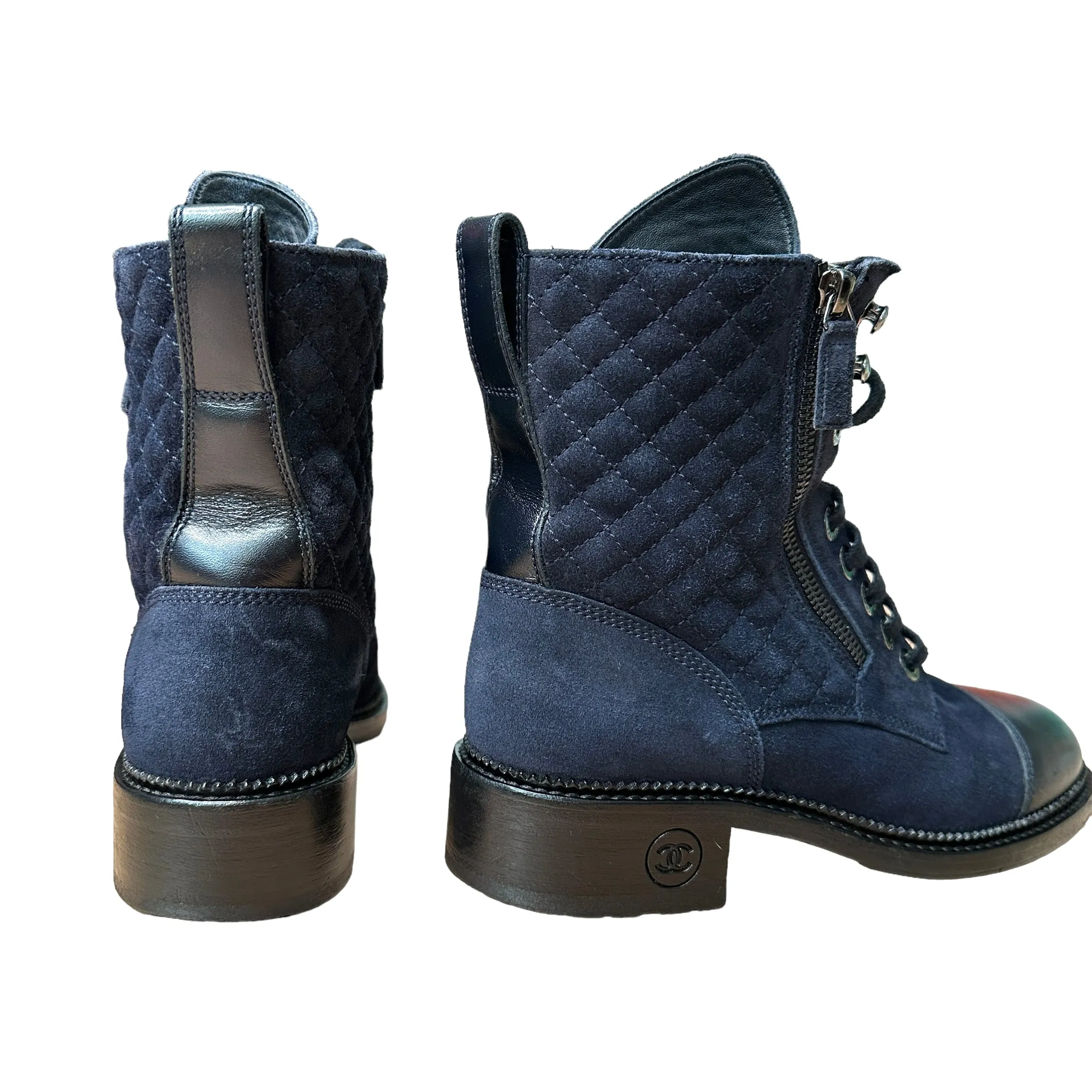 Navy Combat Boots - 8