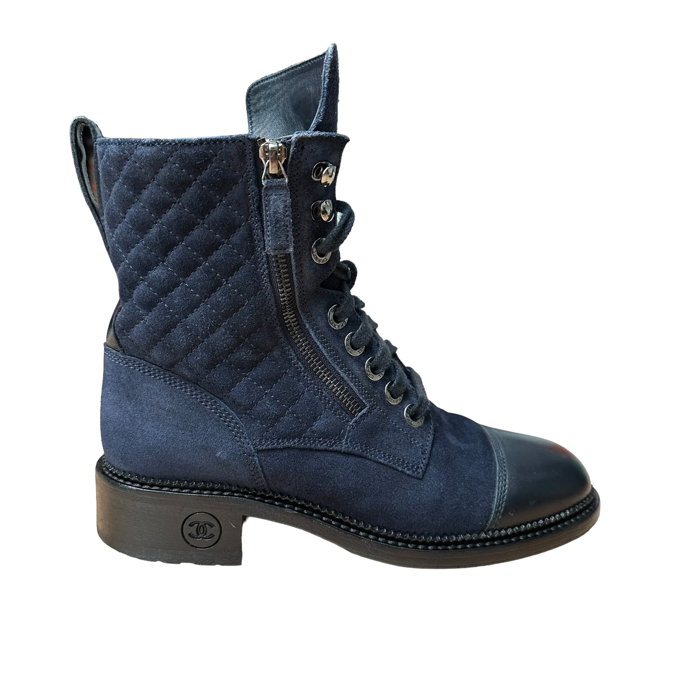 Navy Combat Boots - 8