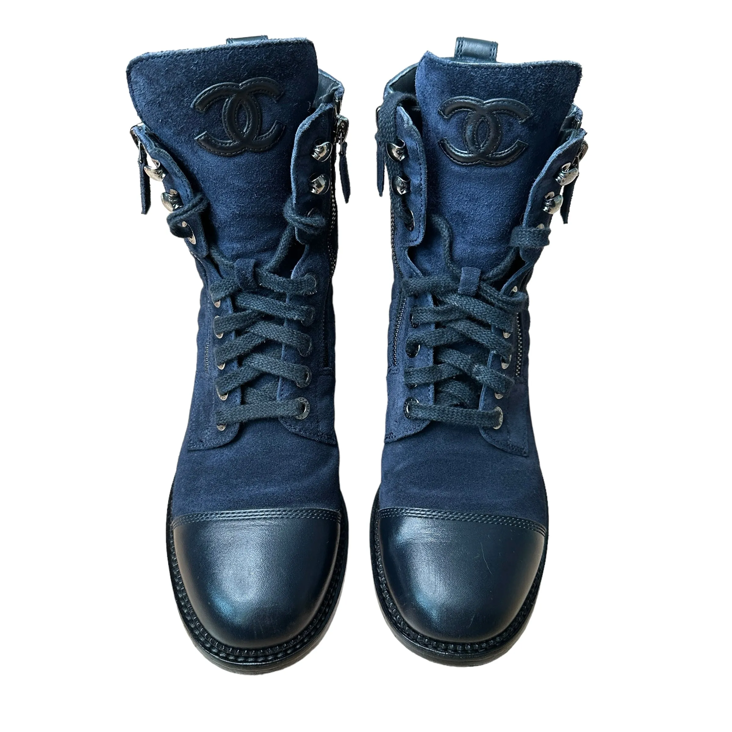 Navy Combat Boots - 8