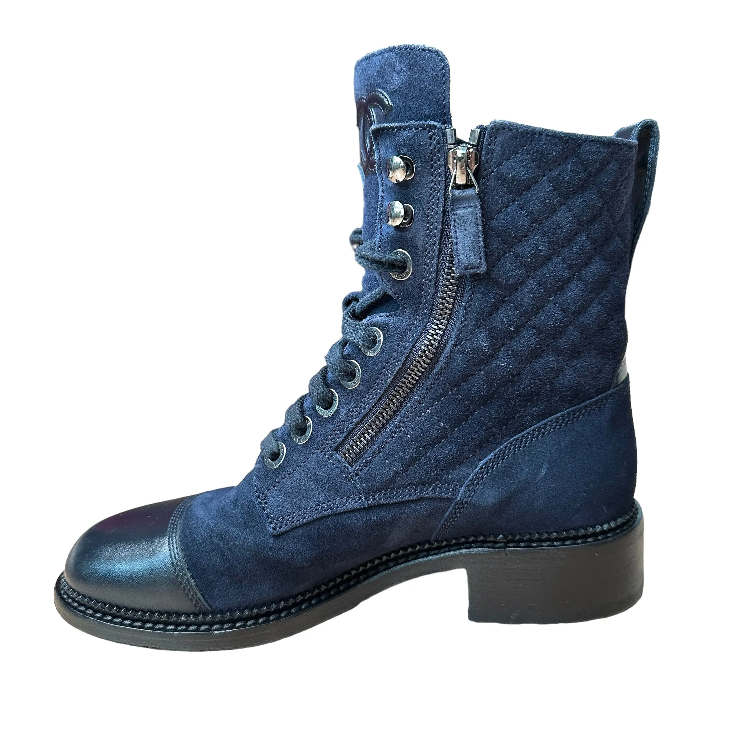 Navy Combat Boots - 8