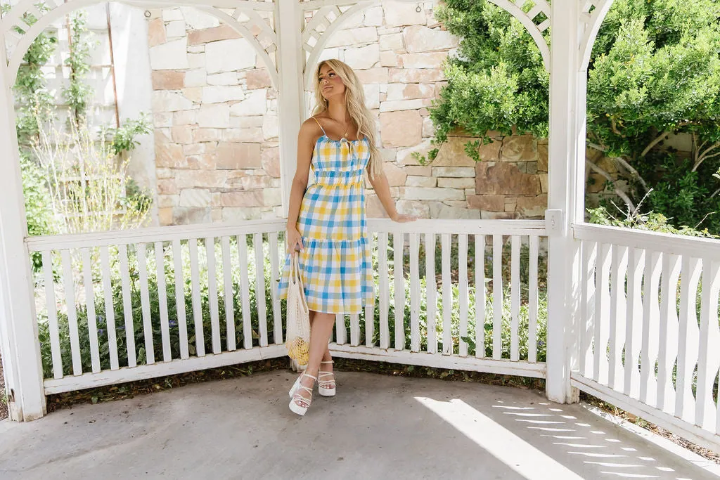 Nothin’ But Blue Skies Shirred Waist Midi