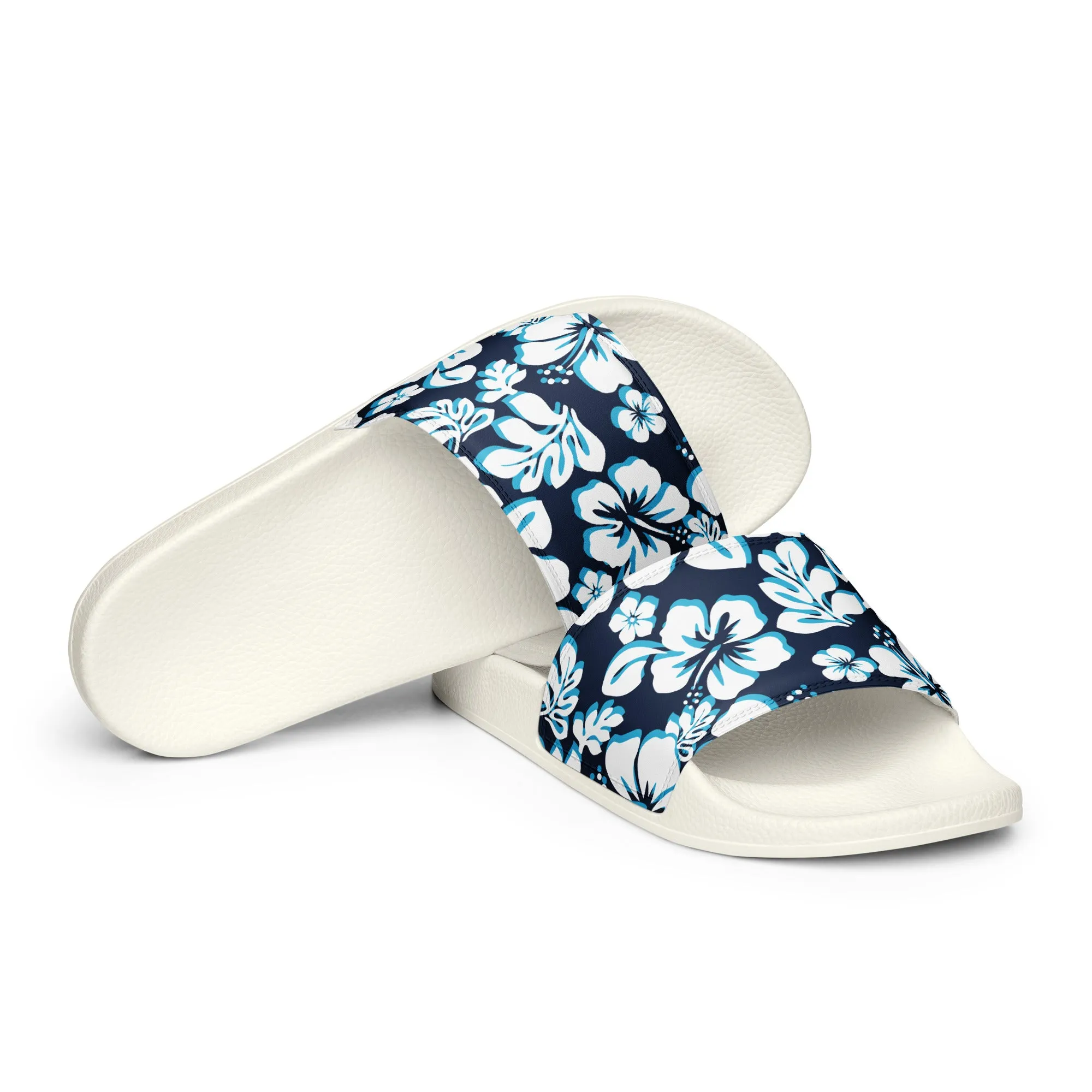 Ocean Blues Hawaiian Flowers Men’s Slides Sandals