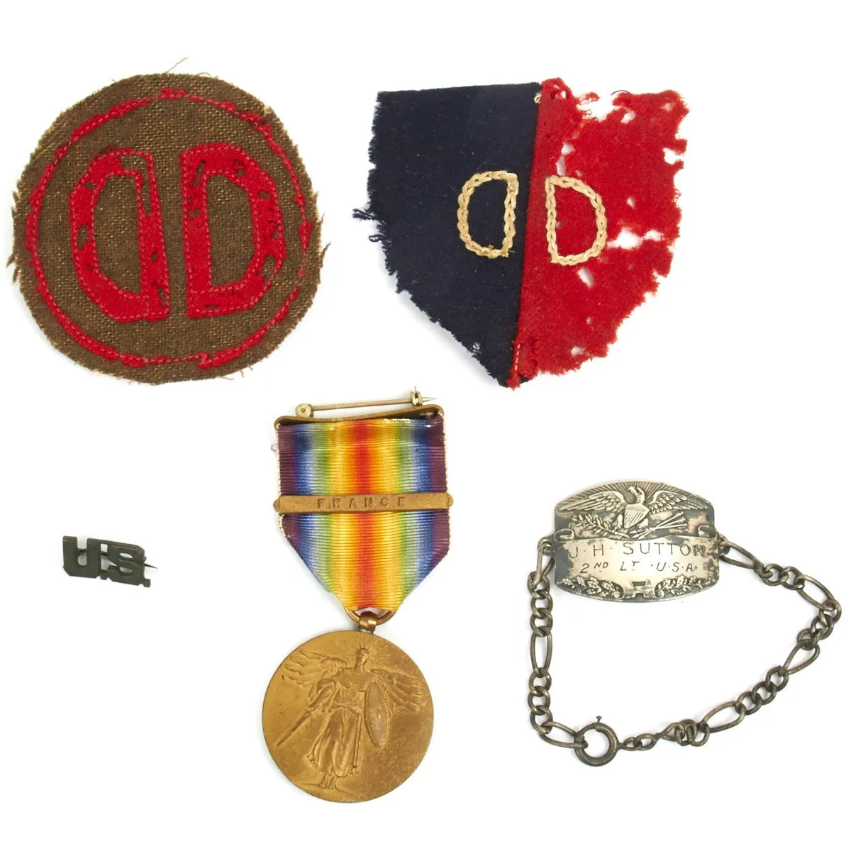 Original U.S. WWI Army Dixie" Division Named 2nd Lieutenant Set with Foot Locker