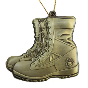 Ornament 3" - USMC Combat Boots Antique Gold Finish