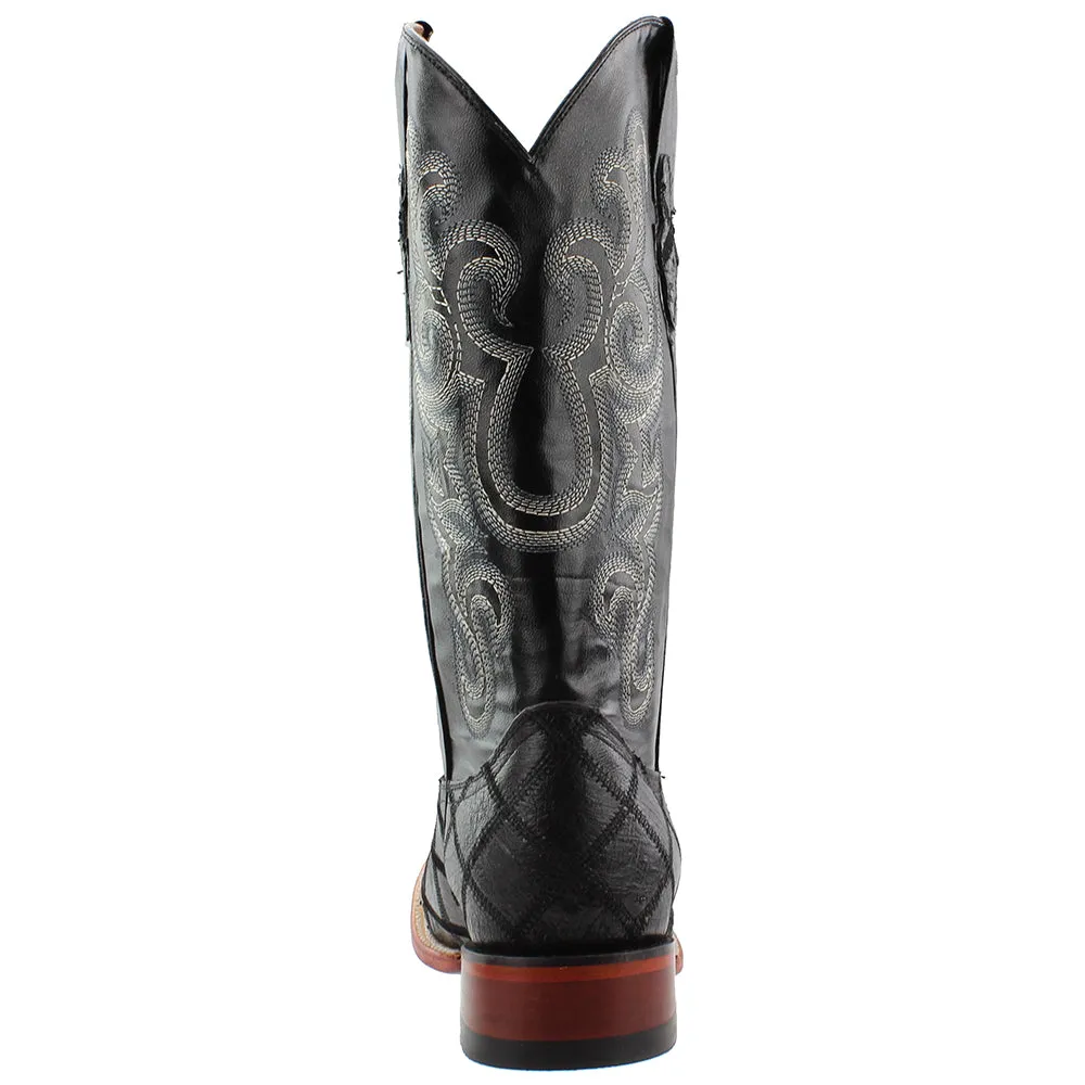 Ostrich Patchwork Square Toe Cowboy Boots