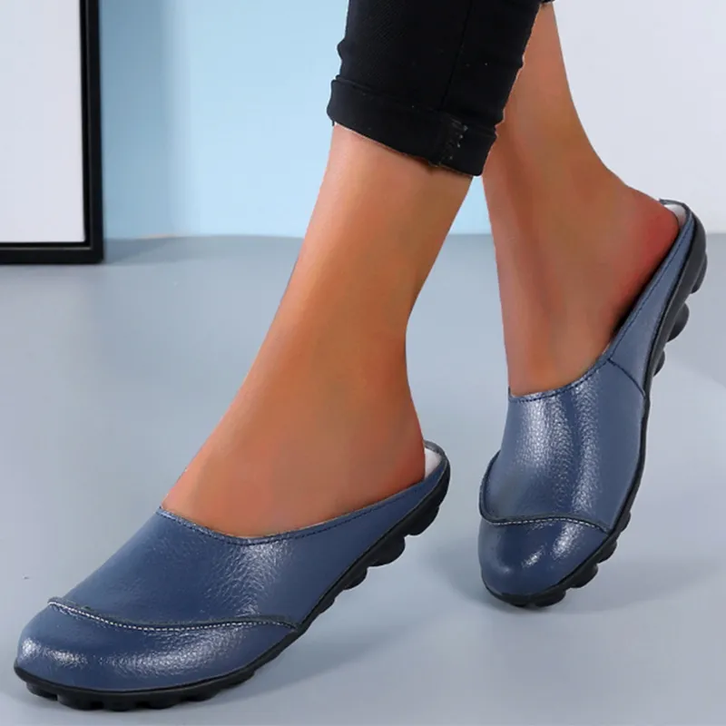 Owlkay Slippers: Leather Soft Soles Comfortable Flat Shoes - Enhance Your Style & Comfort