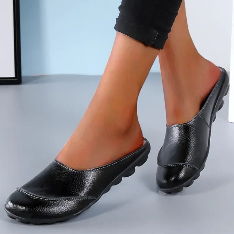 Owlkay Slippers: Leather Soft Soles Comfortable Flat Shoes - Enhance Your Style & Comfort