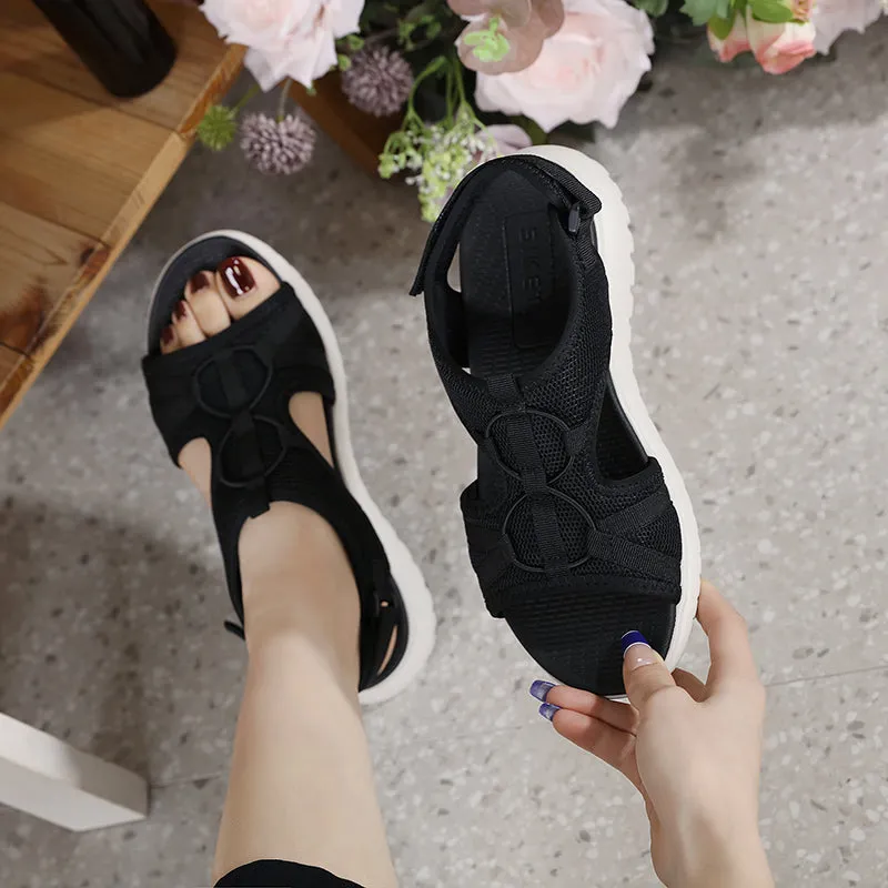 Owlkay Women Solid Color Hollow Out Casual Lady Sandals