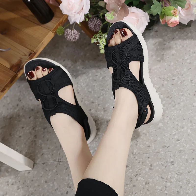 Owlkay Women Solid Color Hollow Out Casual Lady Sandals