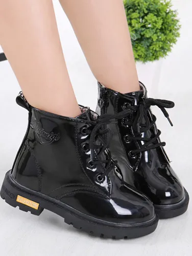 Patent Preppy Style Boots By Liv and Mia