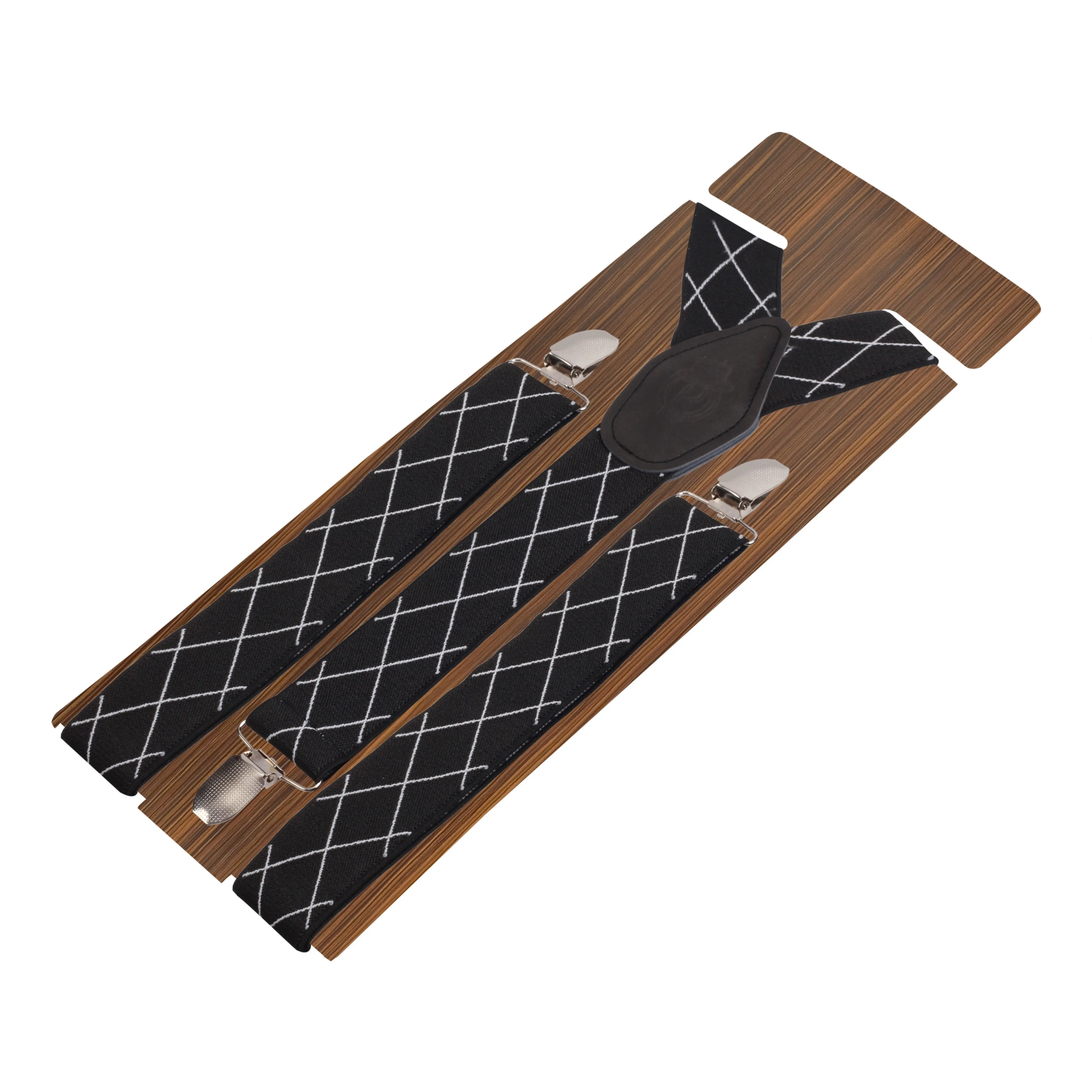 Peluche Artistic Checks Black Suspender for Men