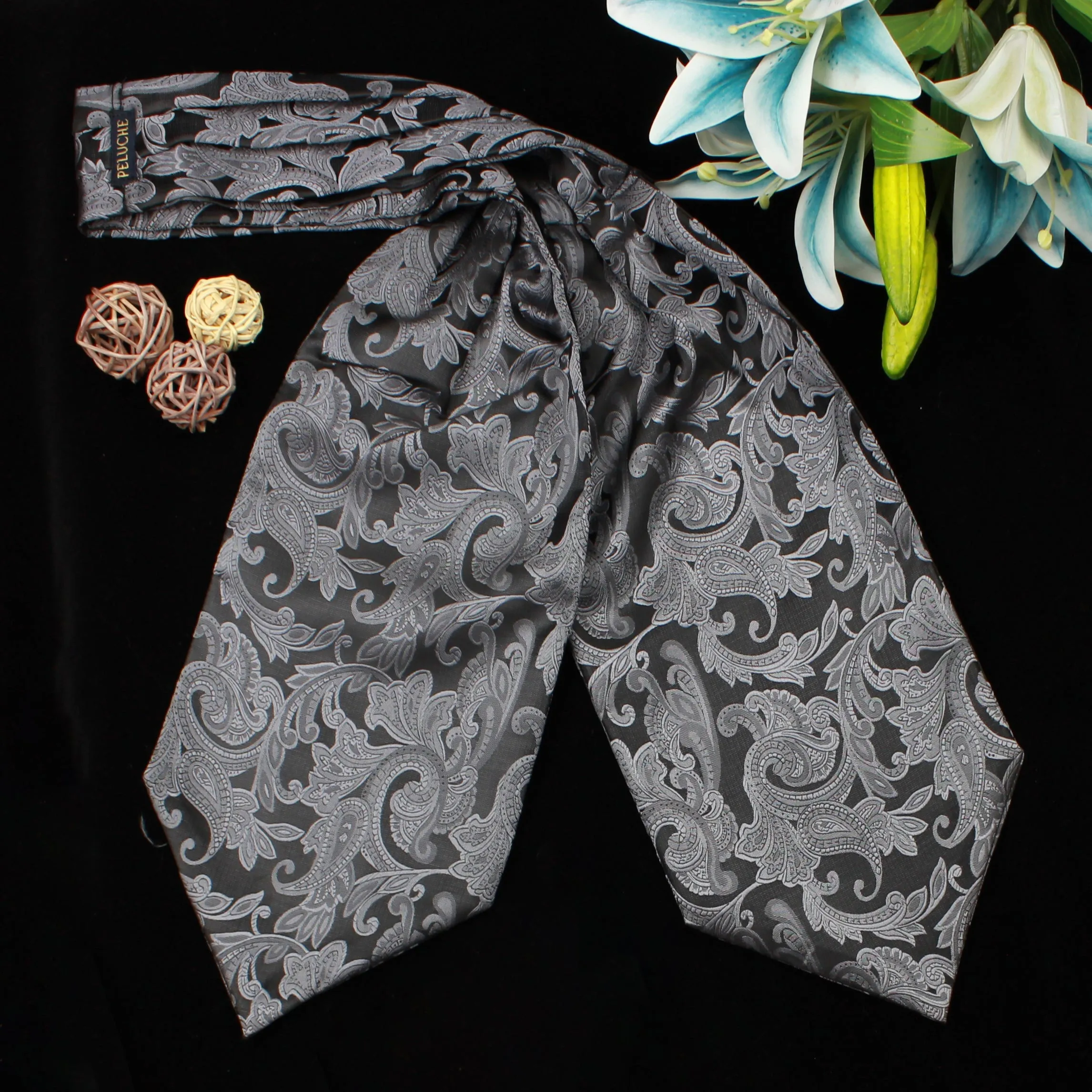 Peluche Artistic Floral Black Cravat