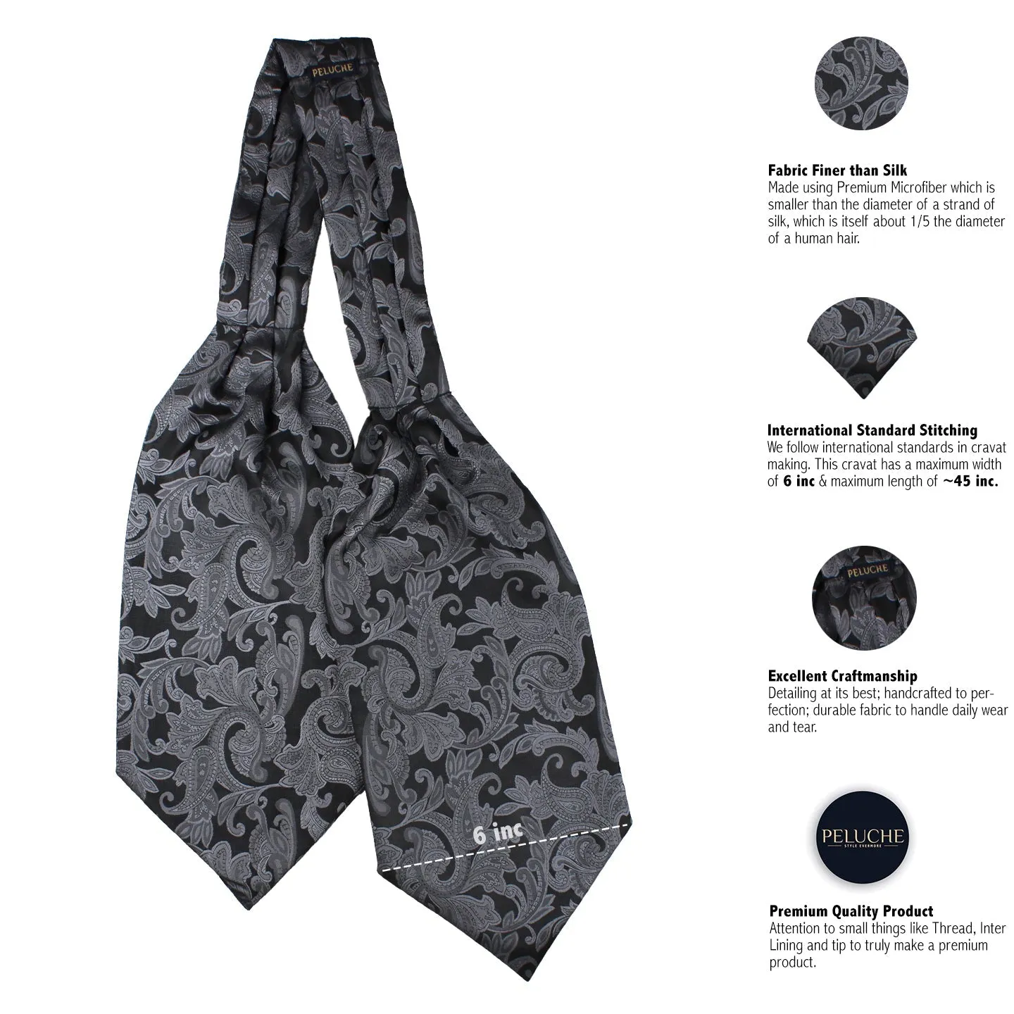 Peluche Artistic Floral Black Cravat