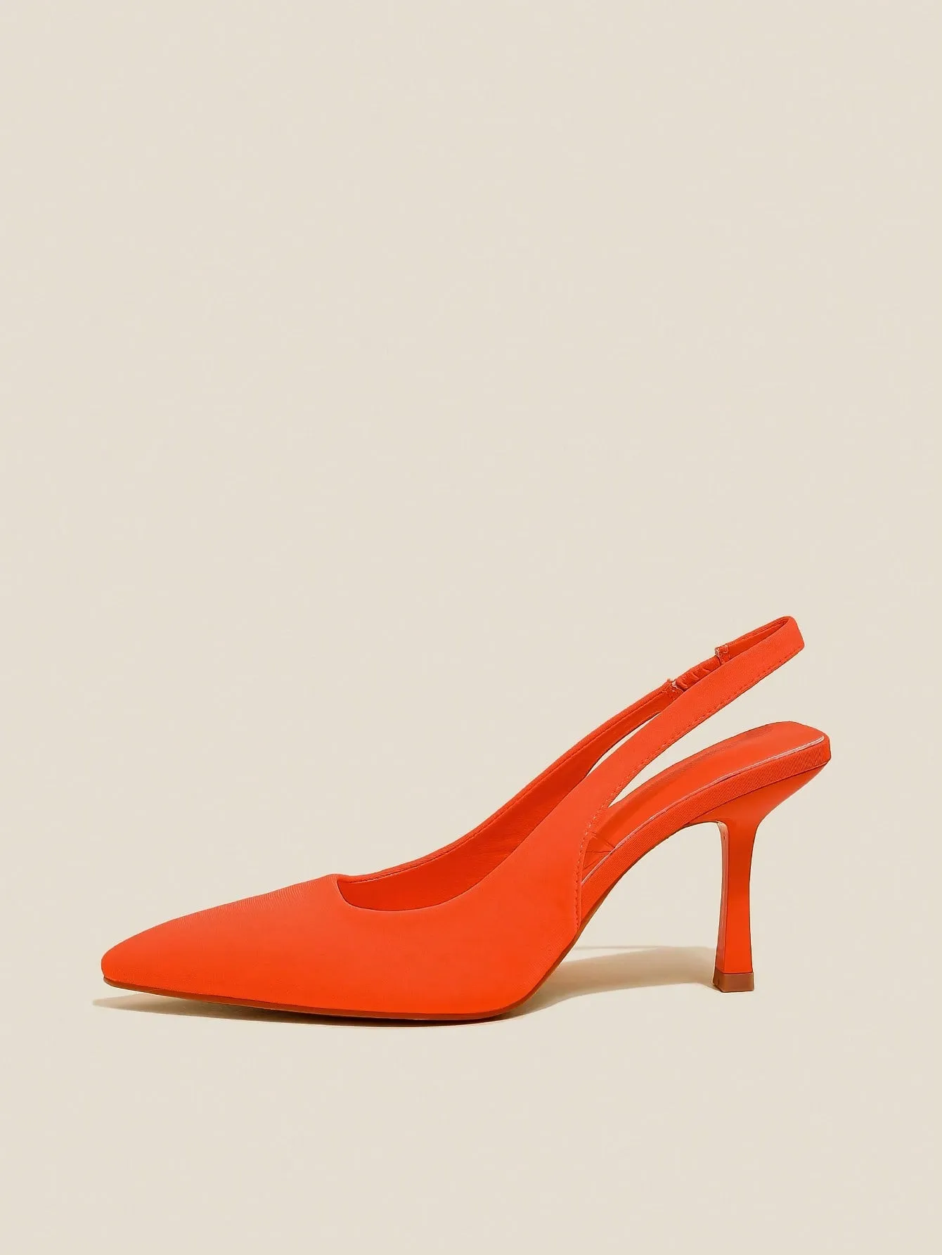 Point Toe Slingbacks Stiletto Heeled Funky Pumps Neon Orange