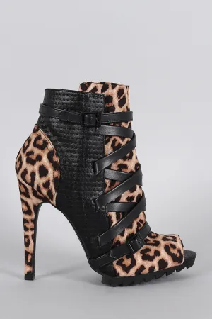 Qupid Modern Attitude Leopard Bootie