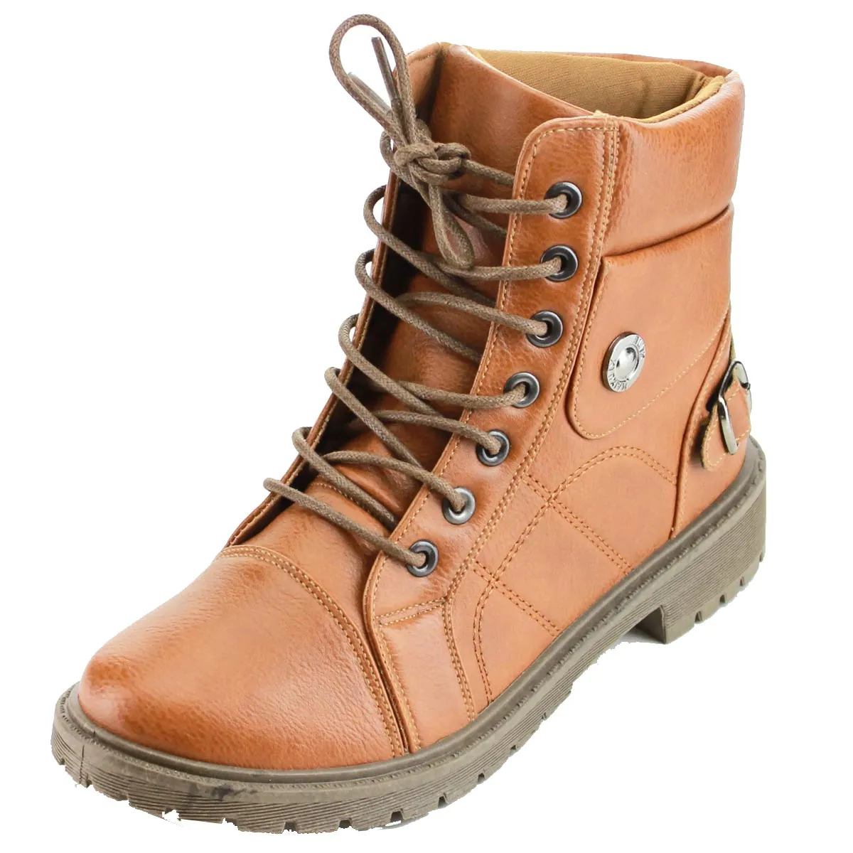 Refresh Footwear Women's Lace Up Rubber Sole Combat Boot