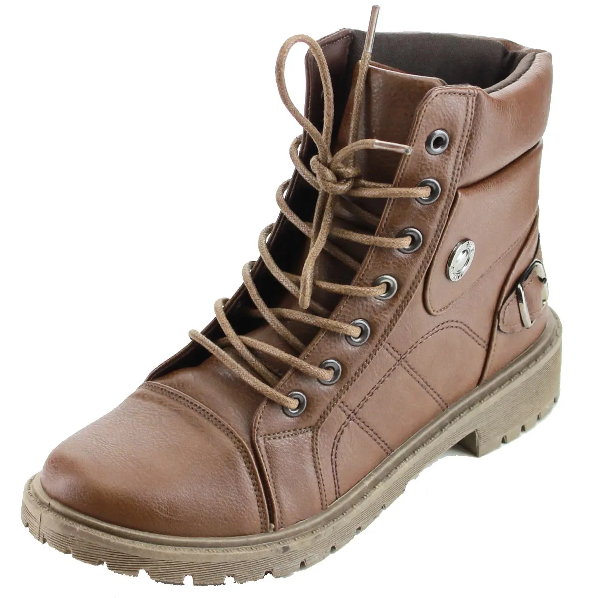 Refresh Footwear Women's Lace Up Rubber Sole Combat Boot