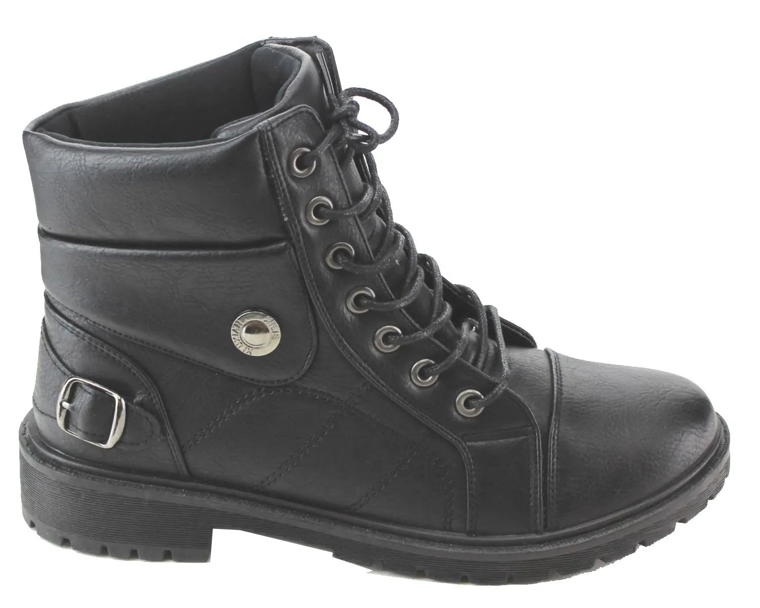 Refresh Footwear Women's Lace Up Rubber Sole Combat Boot