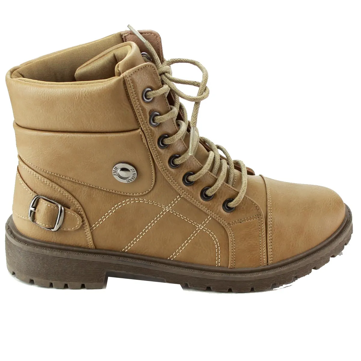 Refresh Footwear Women's Lace Up Rubber Sole Combat Boot