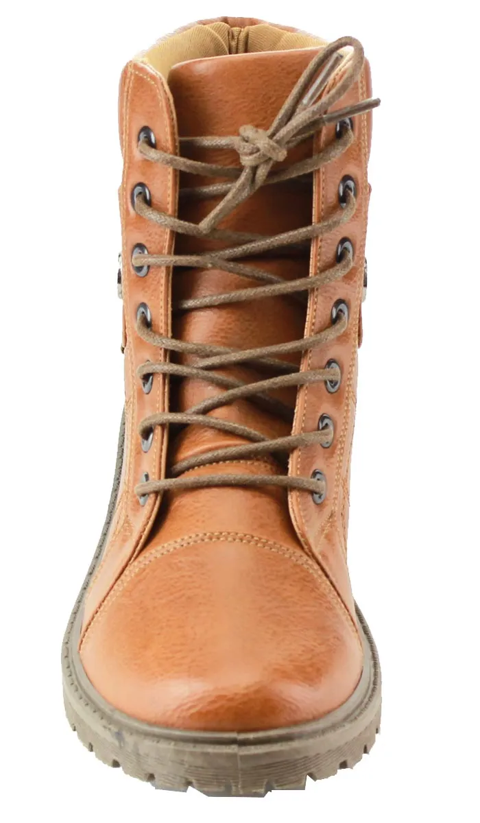 Refresh Footwear Women's Lace Up Rubber Sole Combat Boot