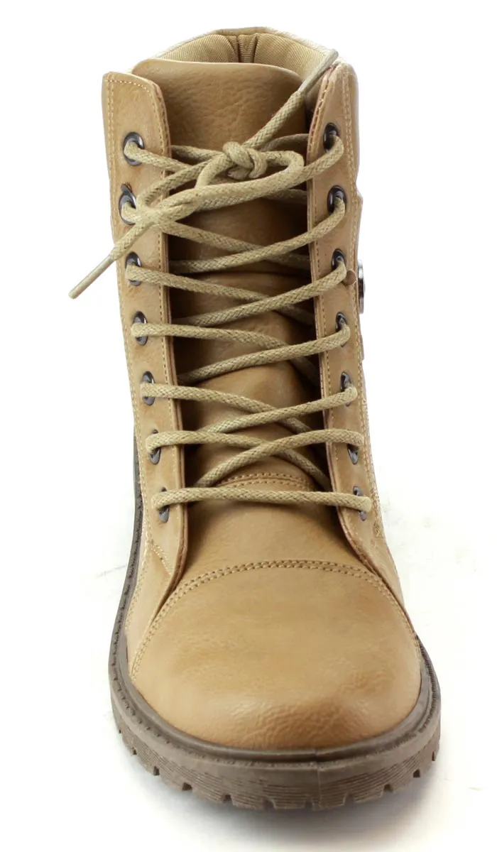 Refresh Footwear Women's Lace Up Rubber Sole Combat Boot