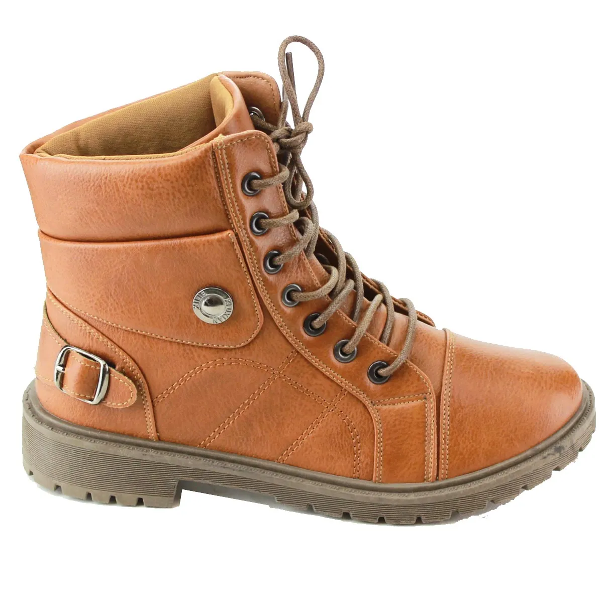 Refresh Footwear Women's Lace Up Rubber Sole Combat Boot