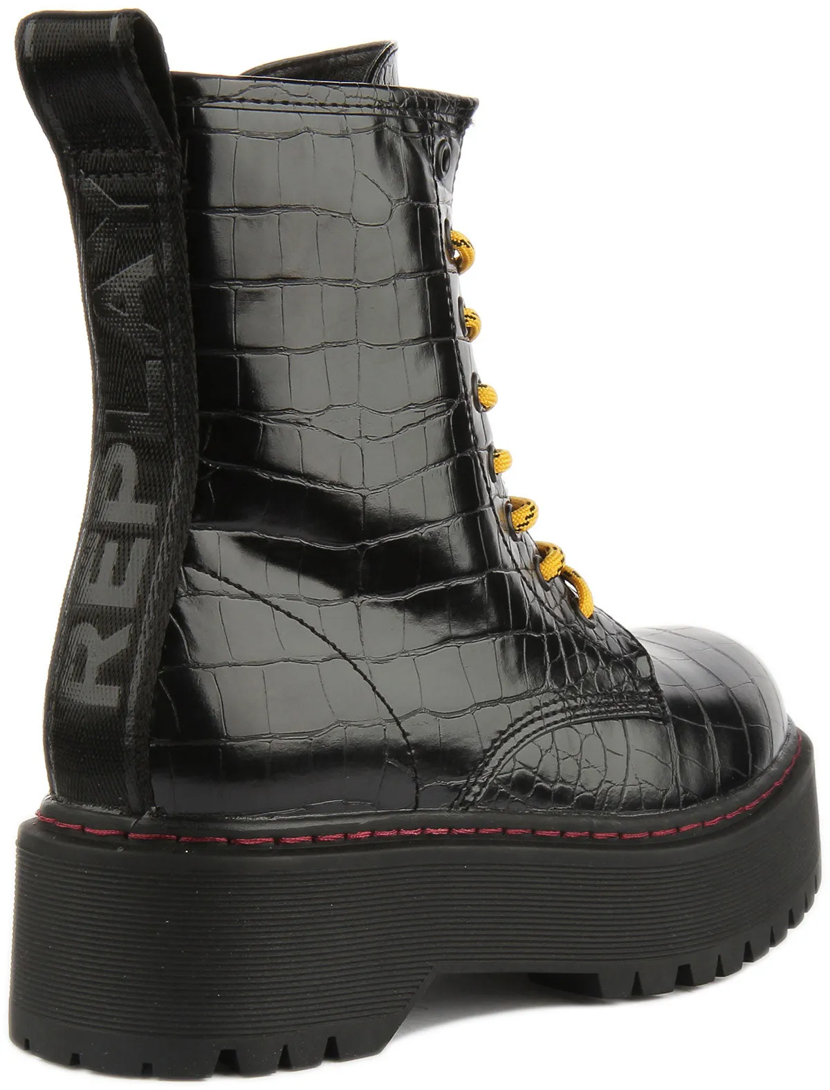 Replay Amity Combat Style Boots In Black For Women