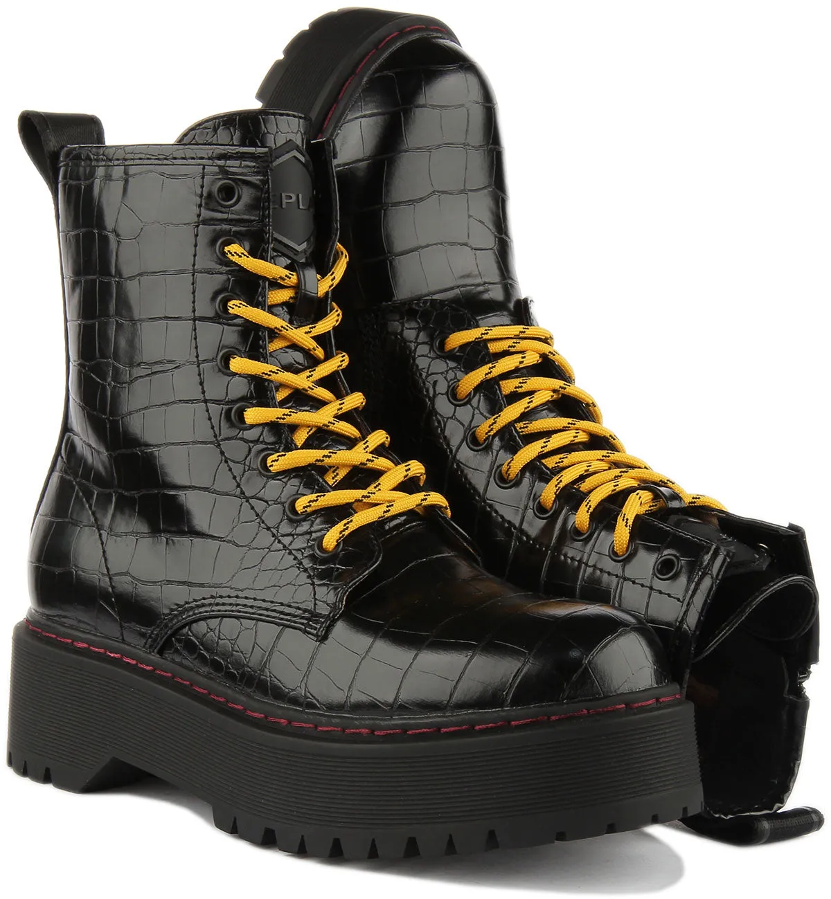 Replay Amity Combat Style Boots In Black For Women