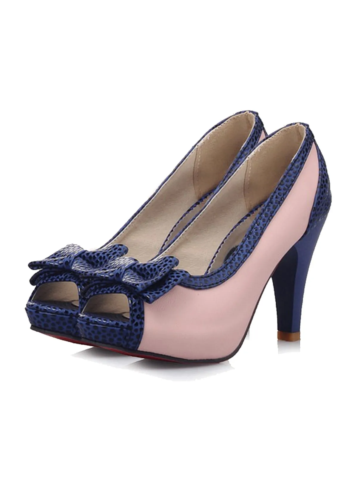 Retro Bow Peep Toe High Heel Shoes