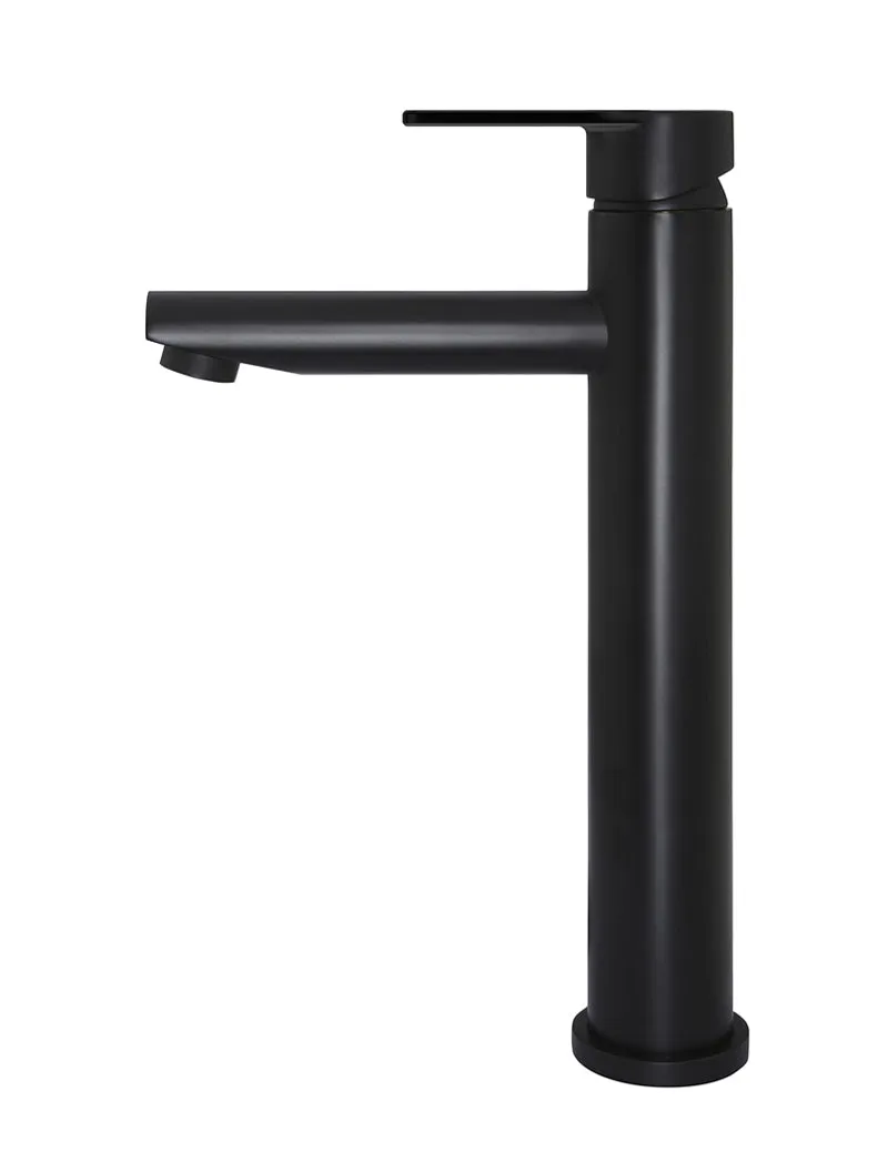 Round Paddle Tall Basin Mixer - Matte Black