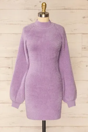 Sanlucar Lilac | Long sleeve Knit Short Dress