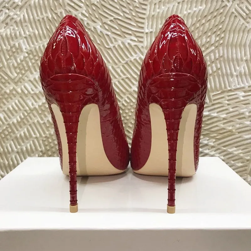 SerpentChic Glossy Pointed Toe Stiletto Pumps