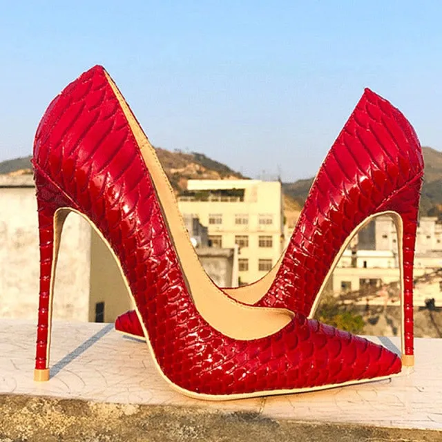 SerpentChic Glossy Pointed Toe Stiletto Pumps