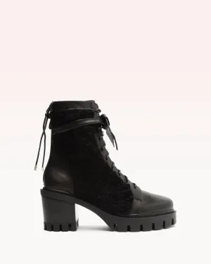 Shearling Clarita Combat Bootie 65 Black