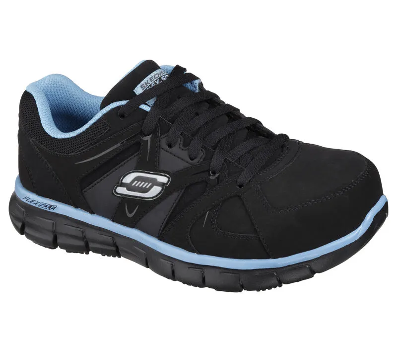 'Skechers' Women's Work: Synergy-Sandlot Alloy Toe - Black / Blue (Wide)