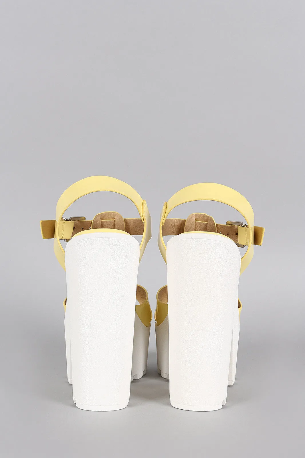 Soda Patent T-Strap Lug Sole Platform Heel