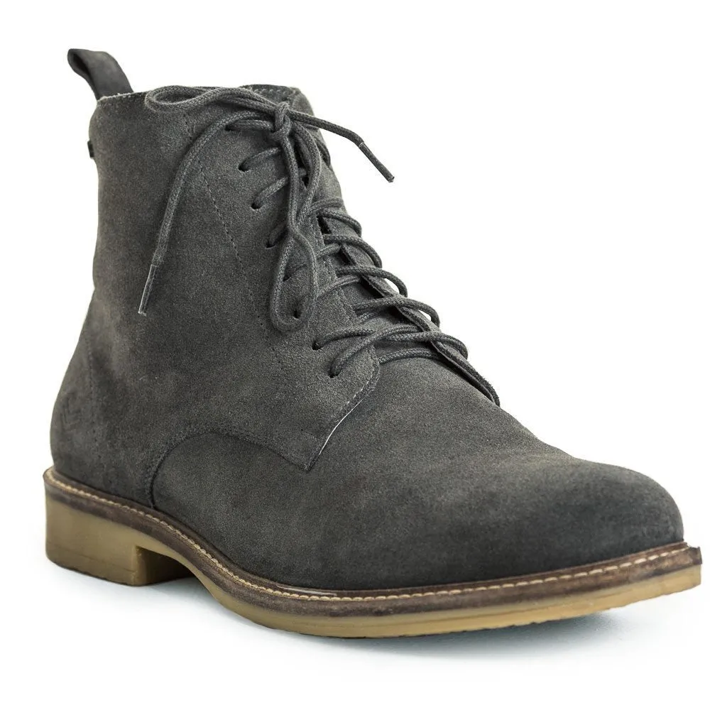 Suede Combat Boots - Grey