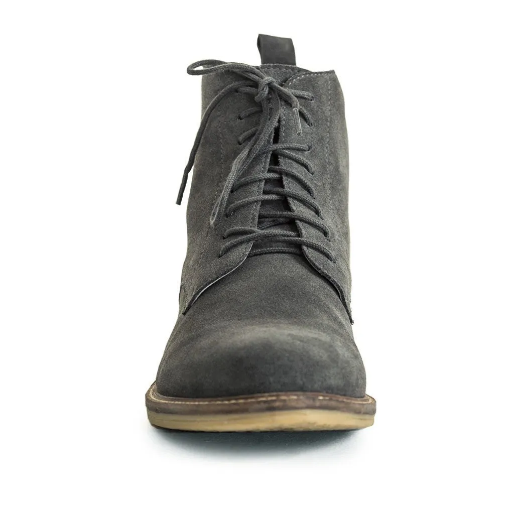 Suede Combat Boots - Grey