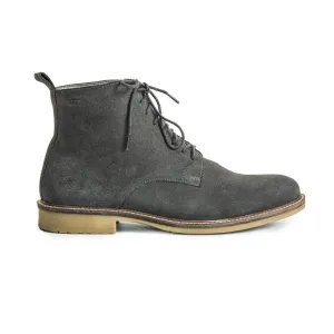 Suede Combat Boots - Grey