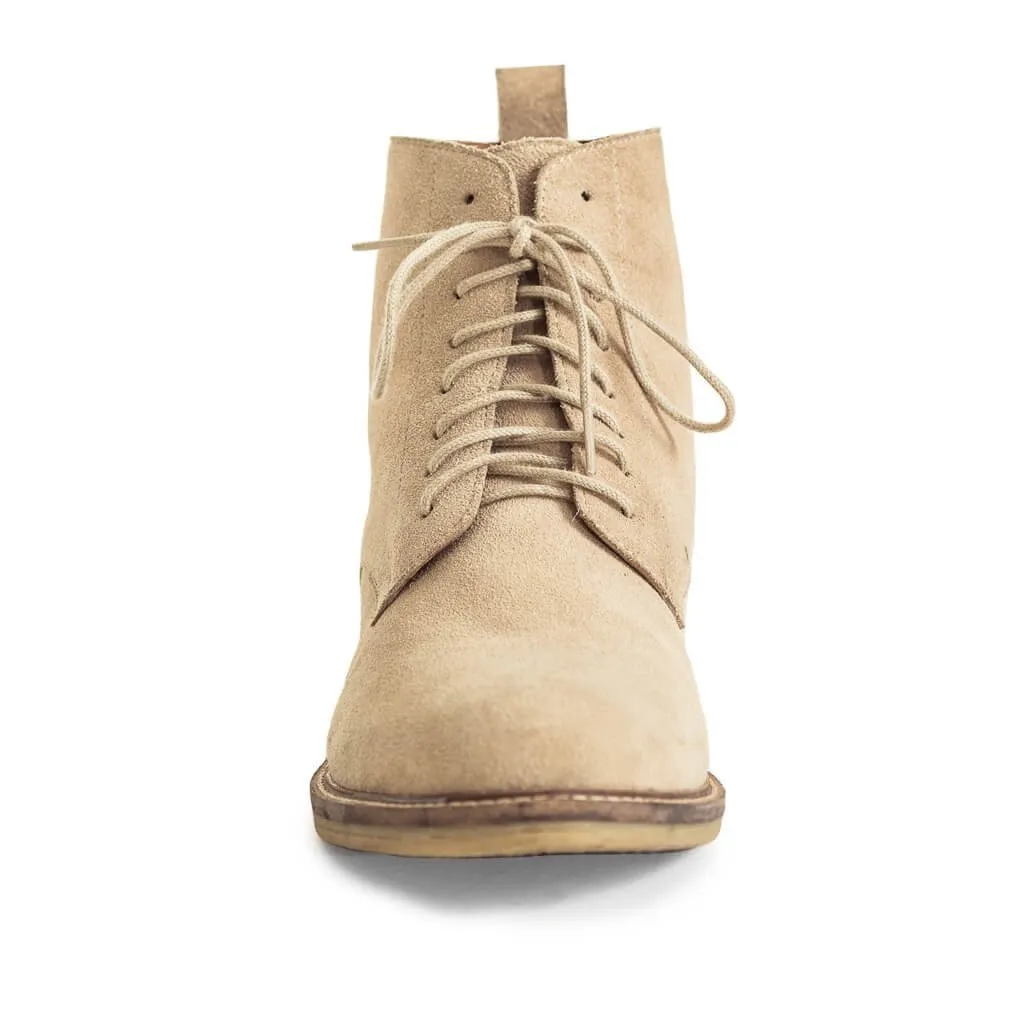 Suede Combat Boots - Stone