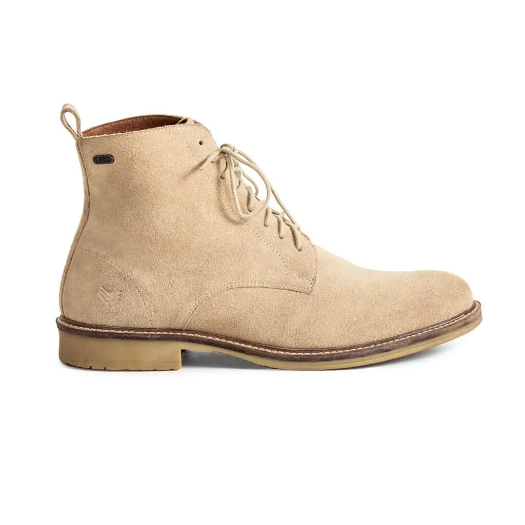 Suede Combat Boots - Stone