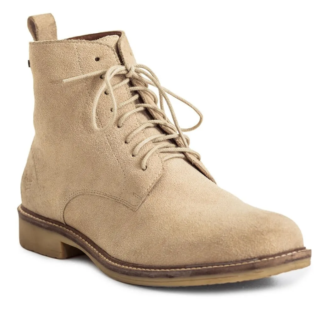 Suede Combat Boots - Stone