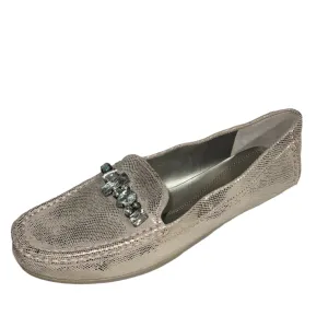 TAHARI Women's  •Tina 2• Reptile Embossed Leather Jeweled Moc-toe Slip-on 9M