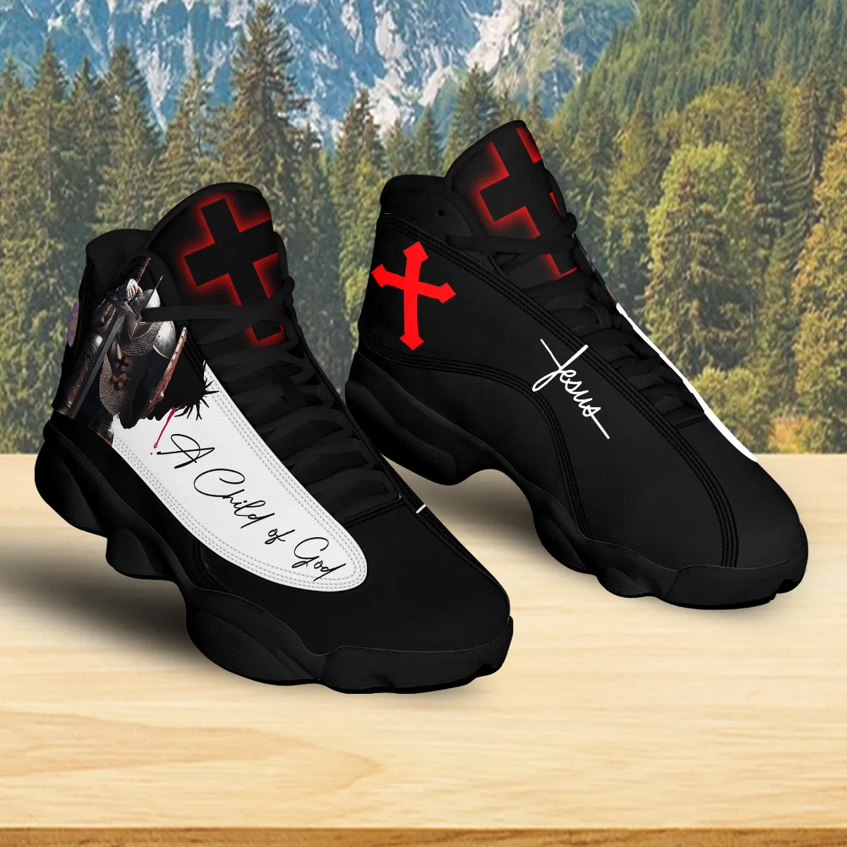 Teesdily | Christian Warrior Basketball Shoes, A Child Of God Jesus Cross Running Shoes, Jesus Basketball Shoes With Thick Soles, Jesus Warrior Gift