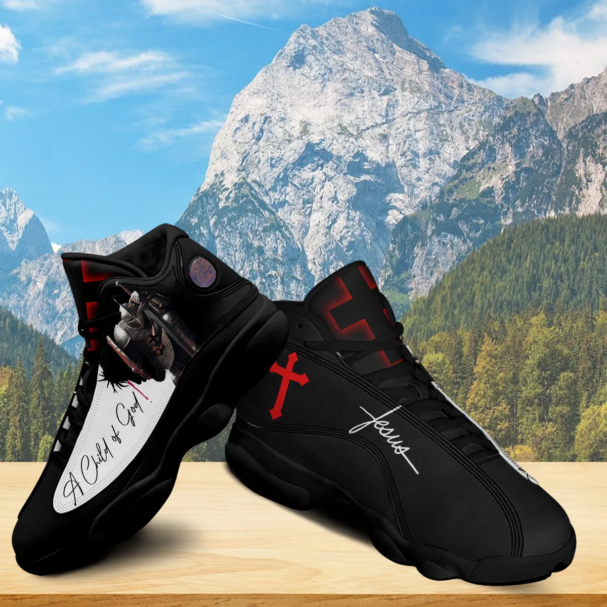 Teesdily | Christian Warrior Basketball Shoes, A Child Of God Jesus Cross Running Shoes, Jesus Basketball Shoes With Thick Soles, Jesus Warrior Gift